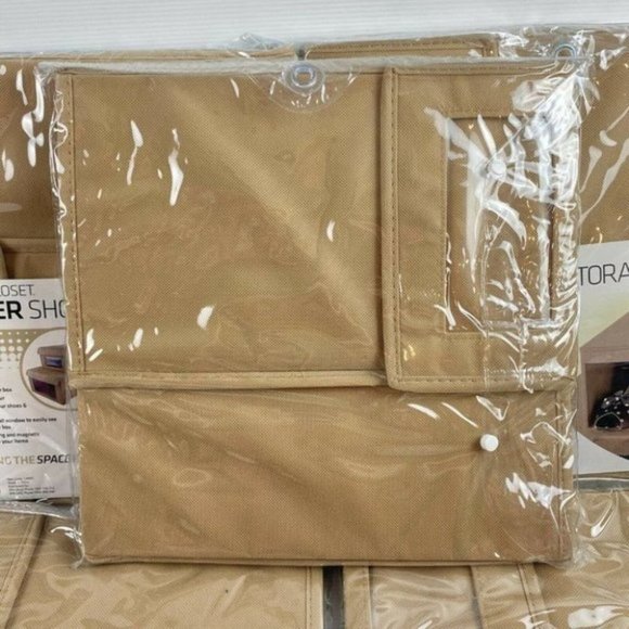 5x Clever Closet Stackable Coffee Colour Small Fabric Shoe Storage Box - Picture 9 of 10